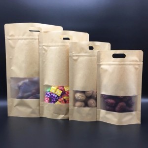 種と豆と砂糖のための明確なウインドウでクラフトとプラスチックのラミネート紙バッグ